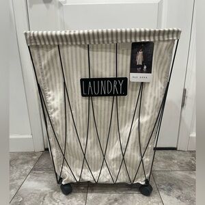 Rae Dunn Large Laundry Basket on Wheels w/ LAUNDRY written on it NWT
